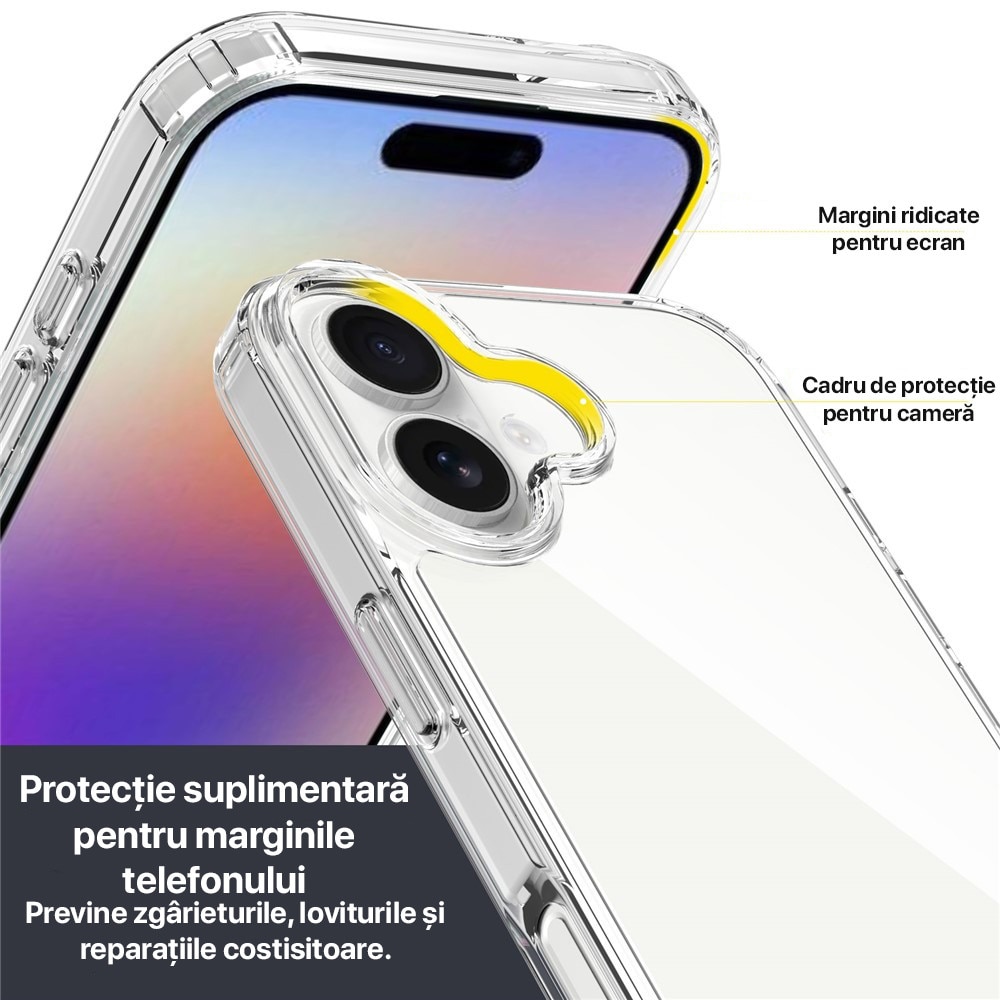 Husa iPhone 17 DaDen, silicon transparent Premium, Antishock, protectie colturi, rezistenta la impact, Transparenta