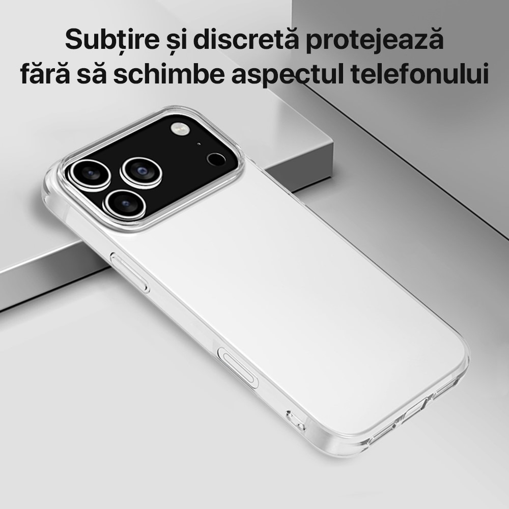 Husa pentru iPhone 17 Pro DaDen, silicon transparent Premium, Ultra Slim, Flexibila, Transparenta