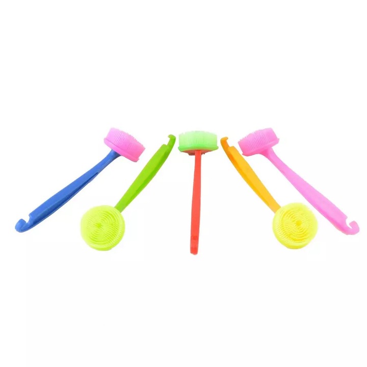 Set 5 Perii de Vase din Plastic, Lungime 23 cm si Diametru Perie 5.5 cm cu Carlig pentru Depozitare, Multicolore