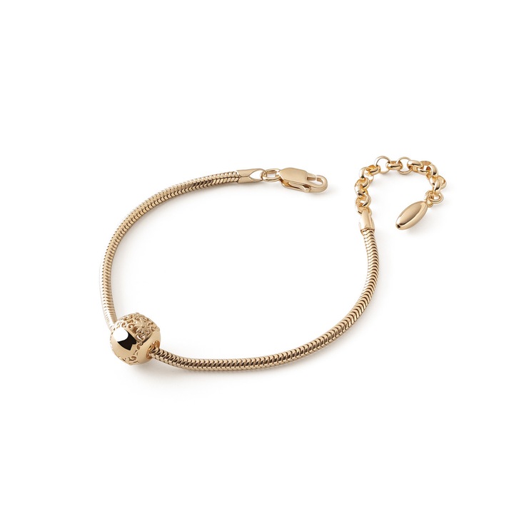 Bratara subtire din argint 925 placat cu aur, cu margele ajurate elegante, Giorre