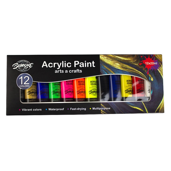 Vízfesték tempera Akrilfesték 12 szín*22 ml/készlet