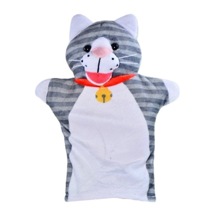 Kézbáb, macska formájú, Mini Junior PM0509P3, Szürke
