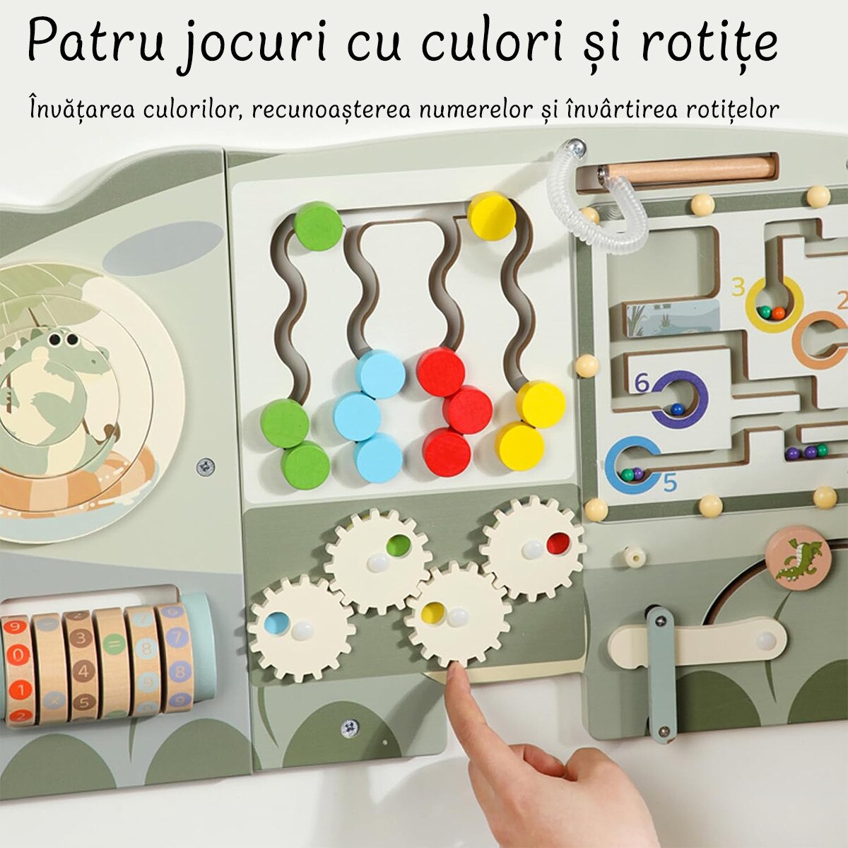 Joystos Jucarie Montessori Copii 3 Ani, Busy Board Crocodil, Tabla ...
