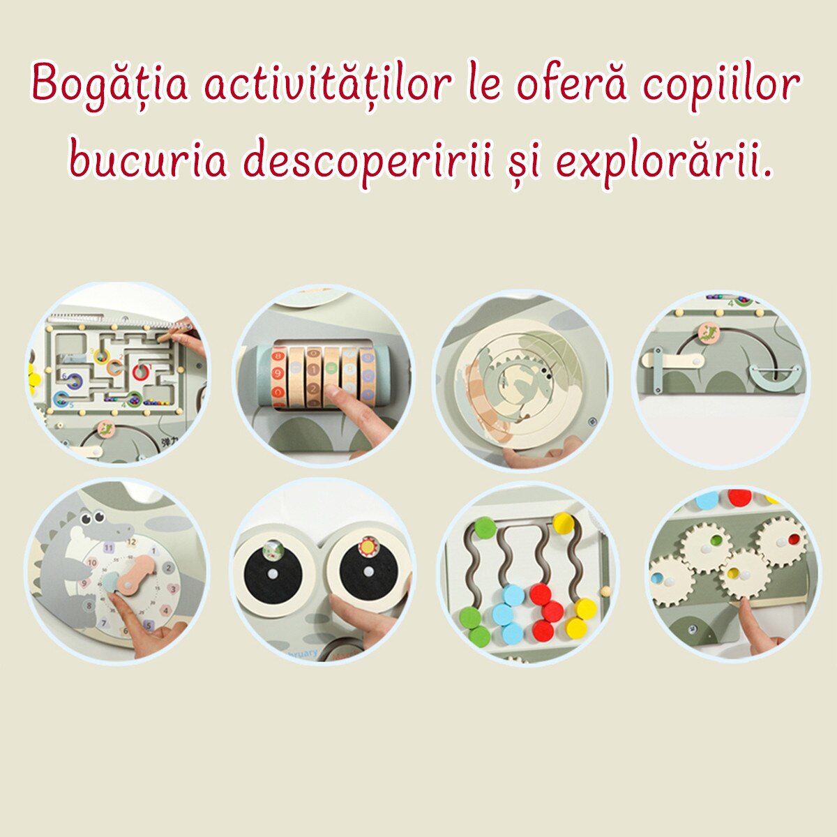 Joystos Jucarie Montessori Copii 3 Ani, Busy Board Crocodil, Tabla ...