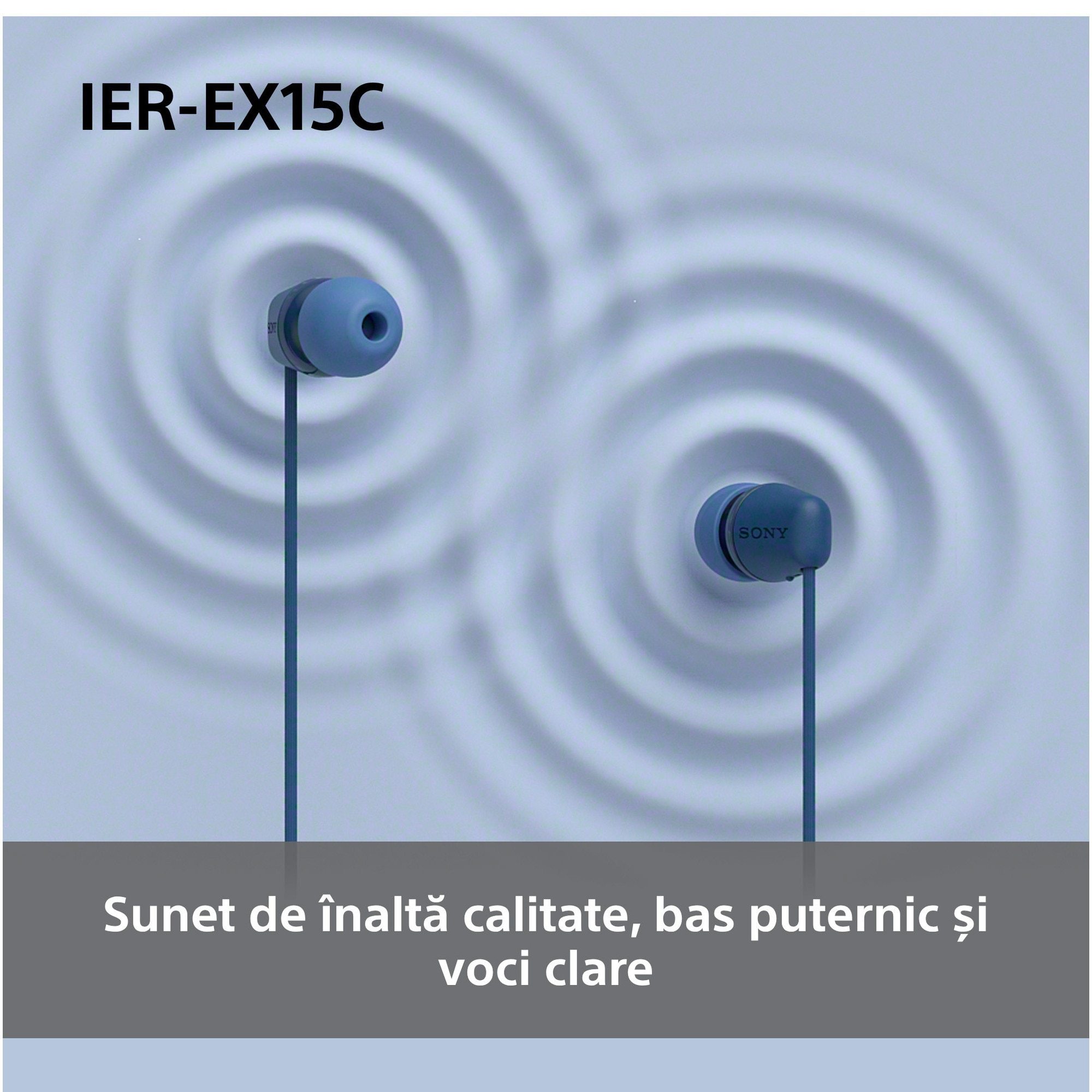 Casti In-Ear SONY IER-EX15CL, Cu Fir, Microfon, USB-C, Albastru