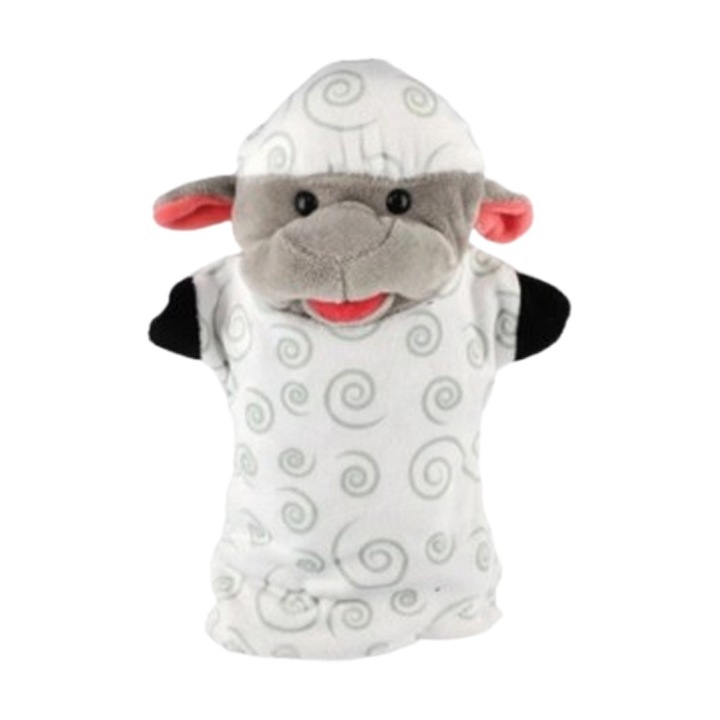 Papusa de mana, in forma de oaie, Mini Junior PM0509O, Alb