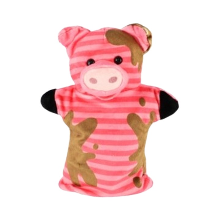 Papusa de mana, in forma de porc, Mini Junior PM0509P, Roz