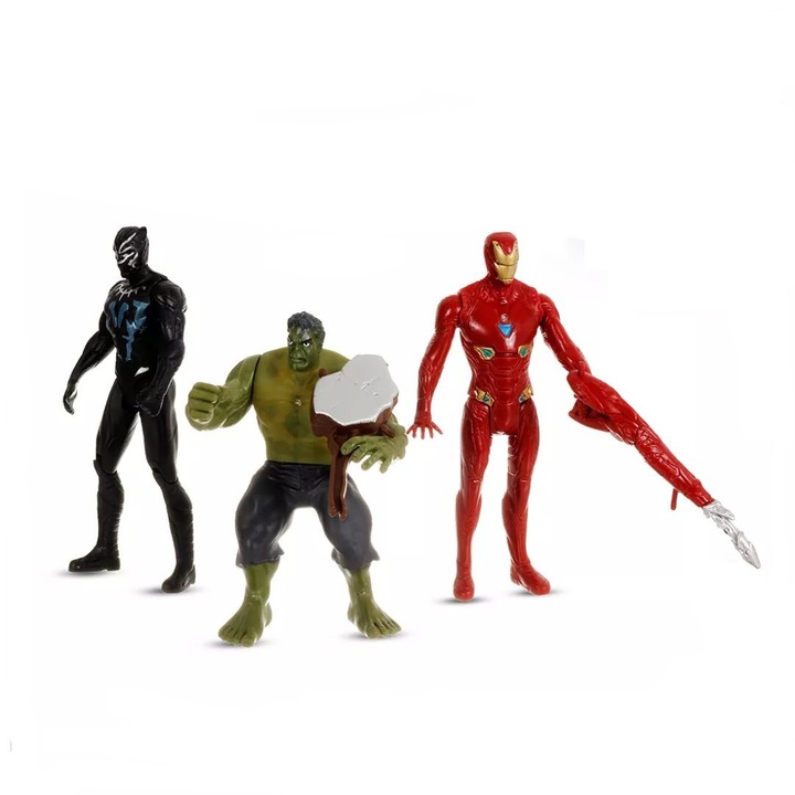 ANGMAD 3 Bosszúállók figura készlet, artikulált, kiegészítőkkel és LED-del, Amerika Kapitány, Thor és Vasember, 15x7cm, Union Legent kollekció, többszínű, ajánlott minimális életkor: 2 év+