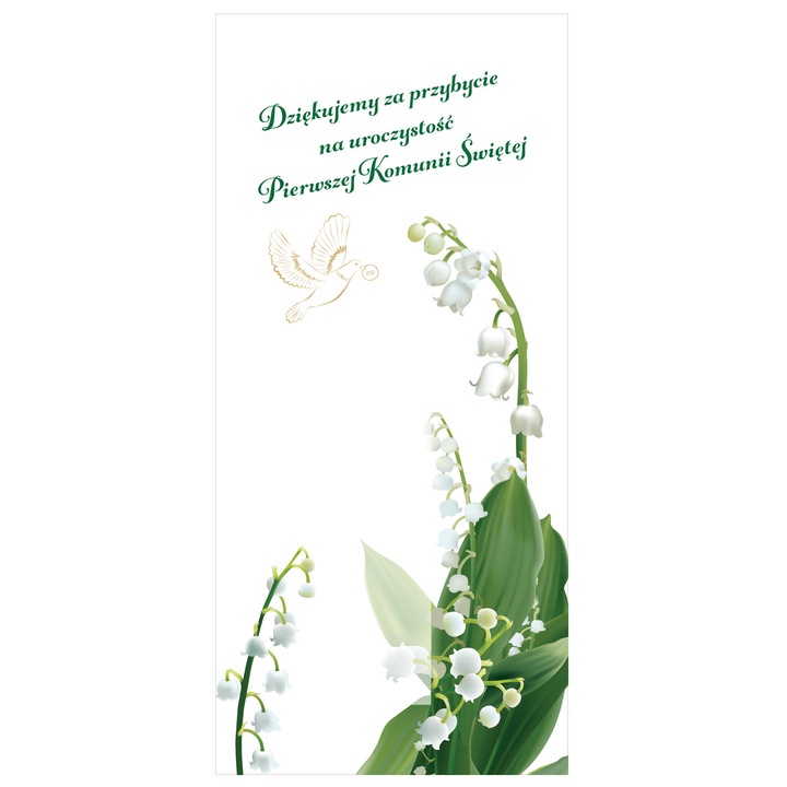 Bileciki de multumire, PartyPro, set 5 bucati, cu convalii, 6x14cm