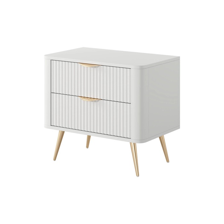 Noptiera, Furnlux, Lante, alb, lemn prelucrat, 63x55x38 cm