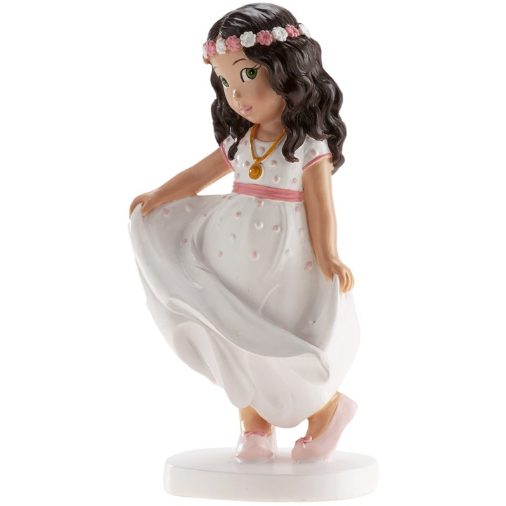 Фигурка за първо причастие за торта, deKora, момиче, 16см, полирезин, със стойка