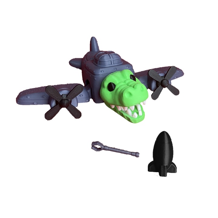 Figurina Bombardilo Crocodilo, design TikTok, Italian Brainrot, articulatii mobile, multicolor