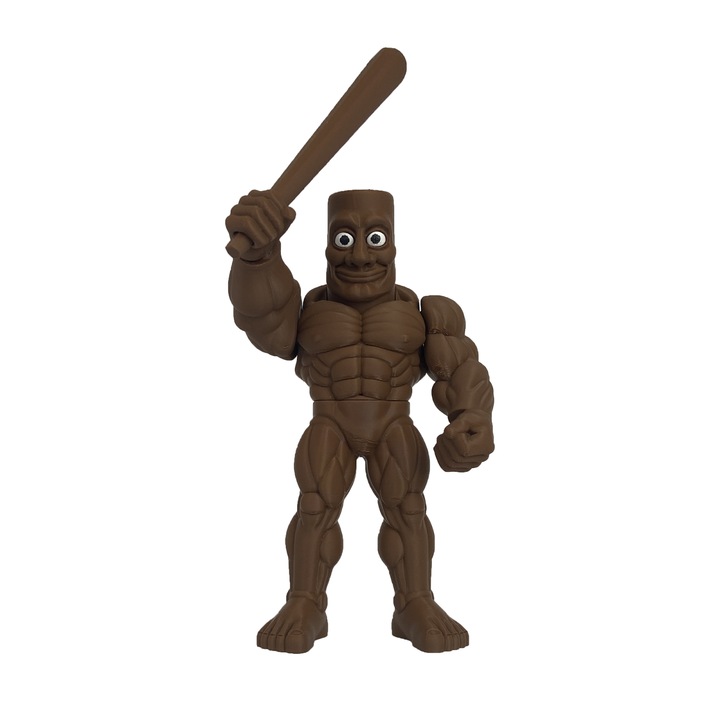 Figurina Thug Tung Sahur Muschiulos, design TikTok, Italian Brainrot, articulatii mobile, multicolor