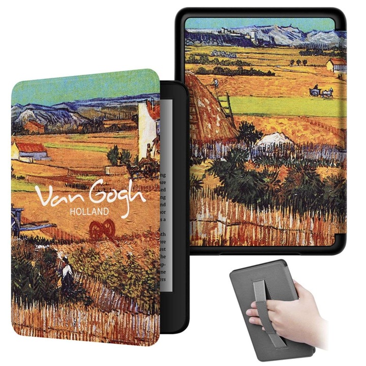 Husa Flip pentru Kindle Paperwhite 12th Gen 2024 (7 inch)si Kindle Colorsoft Signature Edition, slim ultra-light functie sleep/wake-up inchidere magnetica, camp de grau al