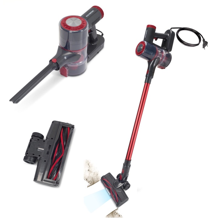 Vezetékes álló porszívó, 900W, porzsák nélküli, 0,7L kapacitás, 6m hatótávolság, HEPA szűrő, piros