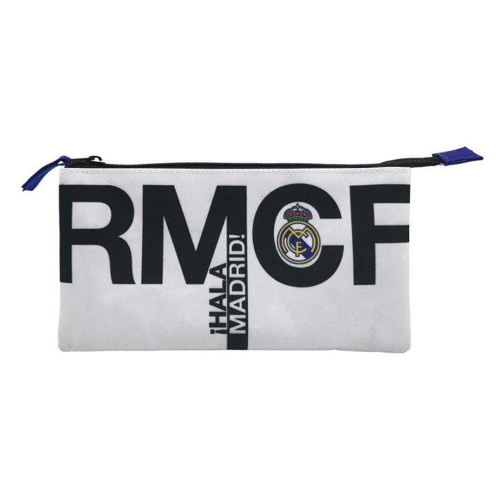Penar cu 3 compartimente neechipat Real Madrid 23x3x12 cm Alb