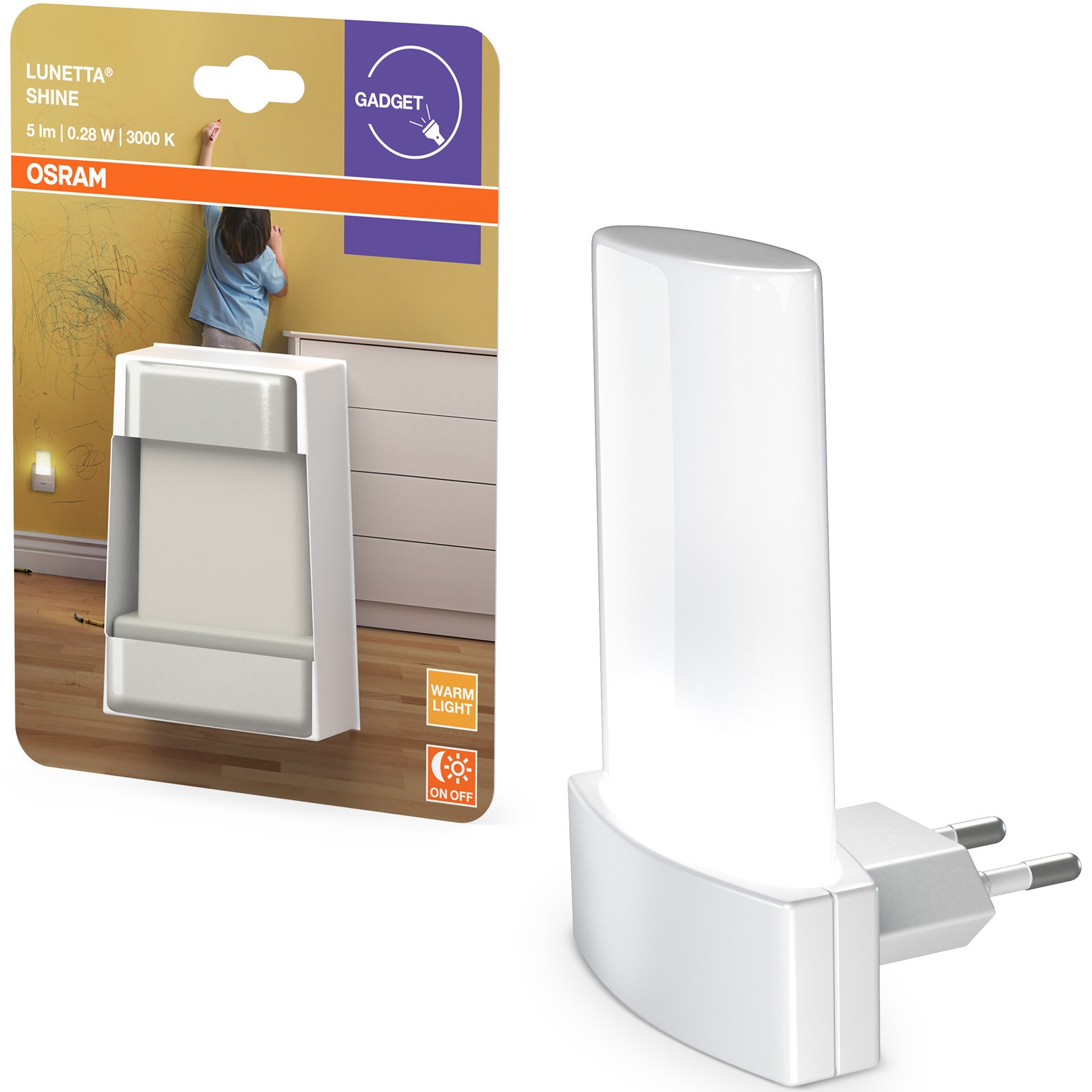 Lampa LED de veghe OSRAM Lunetta Shine, 0.28 W, 5 lumeni, lumina calda (3000K), IP20, Alb