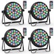 JAJALUYA 36 LED Stage Lights, Corded RGB Par Lights, 4/7 CH DMX Par Can, LED Stage Par cu activare prin sunet si DMX 512, lumini ascendente pentru nunti, cluburi, evenimente, petreceri, pachet de 4 bucati