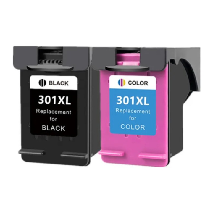 2 db kompatibilis tintapatron szett 301XL fekete CH563EE + színes CH564EE, 16 ml + 18 ml, HP DESKJET 1050, DESKJET 1051, DESKJET 1510, DESKJET 2050, DESKJET 2054, DESKJET 3054, DESKJET 3055, DESKJET 3057, DESKJET 3510 készülékekhez