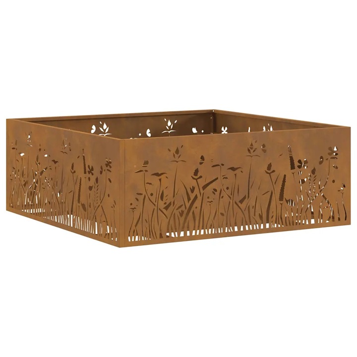 vidaXL Tűzrakó Barna 80 x 80 x 30 cm időjárásálló acél