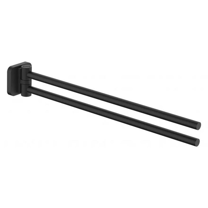 Bara prosop Roca Victoria A817885NB0, montare pe perete, 373 mm, pivotanta, metal, mat, Negru