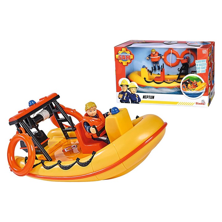 Фигурка спасителна лодка Нептун, Пожарникарят Сам, комплект за игра, над 3 години, многоцветен