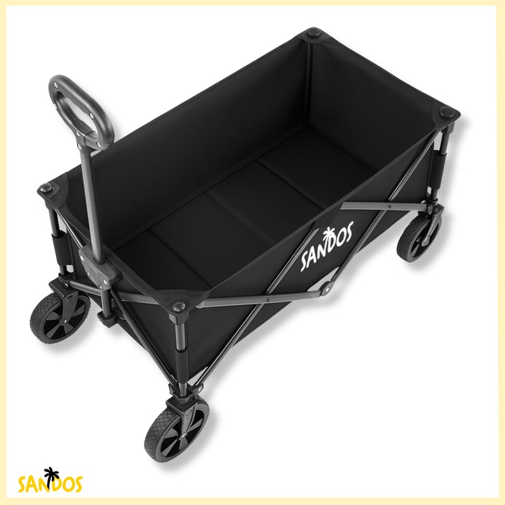 Сгъваема количка за плаж Sandos, капацитет 100кг, размери 53x52x90см, черна