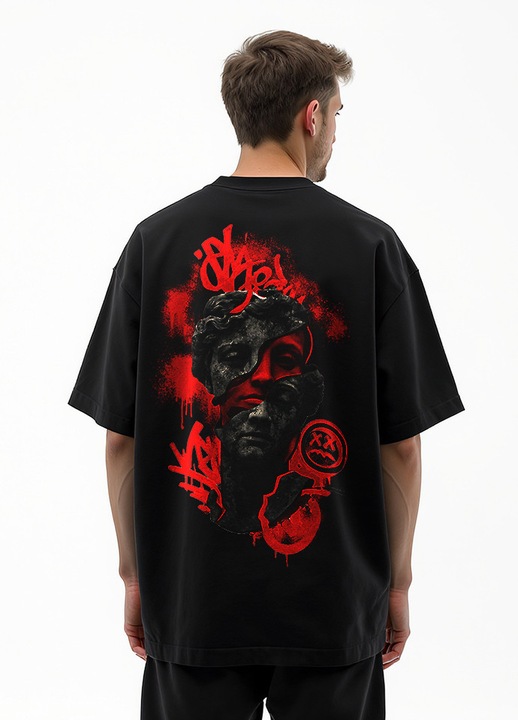 Tricou negru de dama din bumbac cu imprimeu Teady Bear