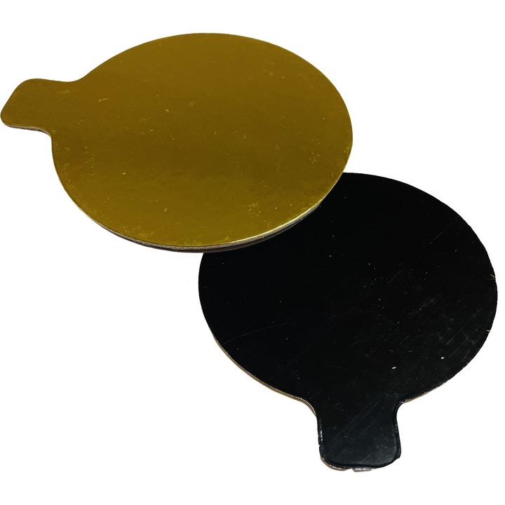 Mini tortatartó PartyPro, 8cm, kerek, fekete/arany