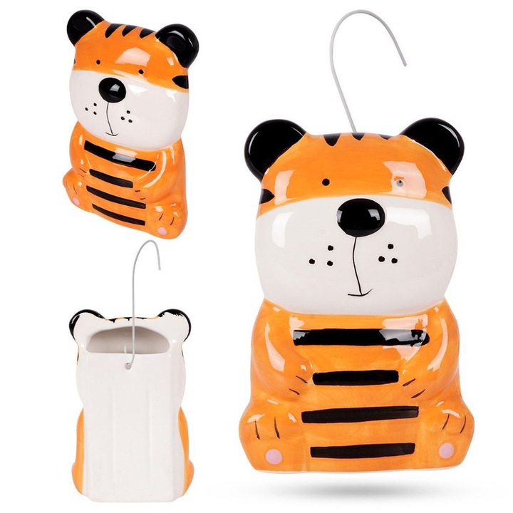 Umidificator ceramic, Artemis, tigru, portocalie, 11x4x16,5cm, 240ml