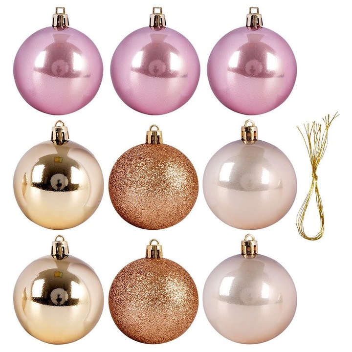 Set 9 Globuri de Craciun Nietaiate, Artemis, Multicolor, 6cm