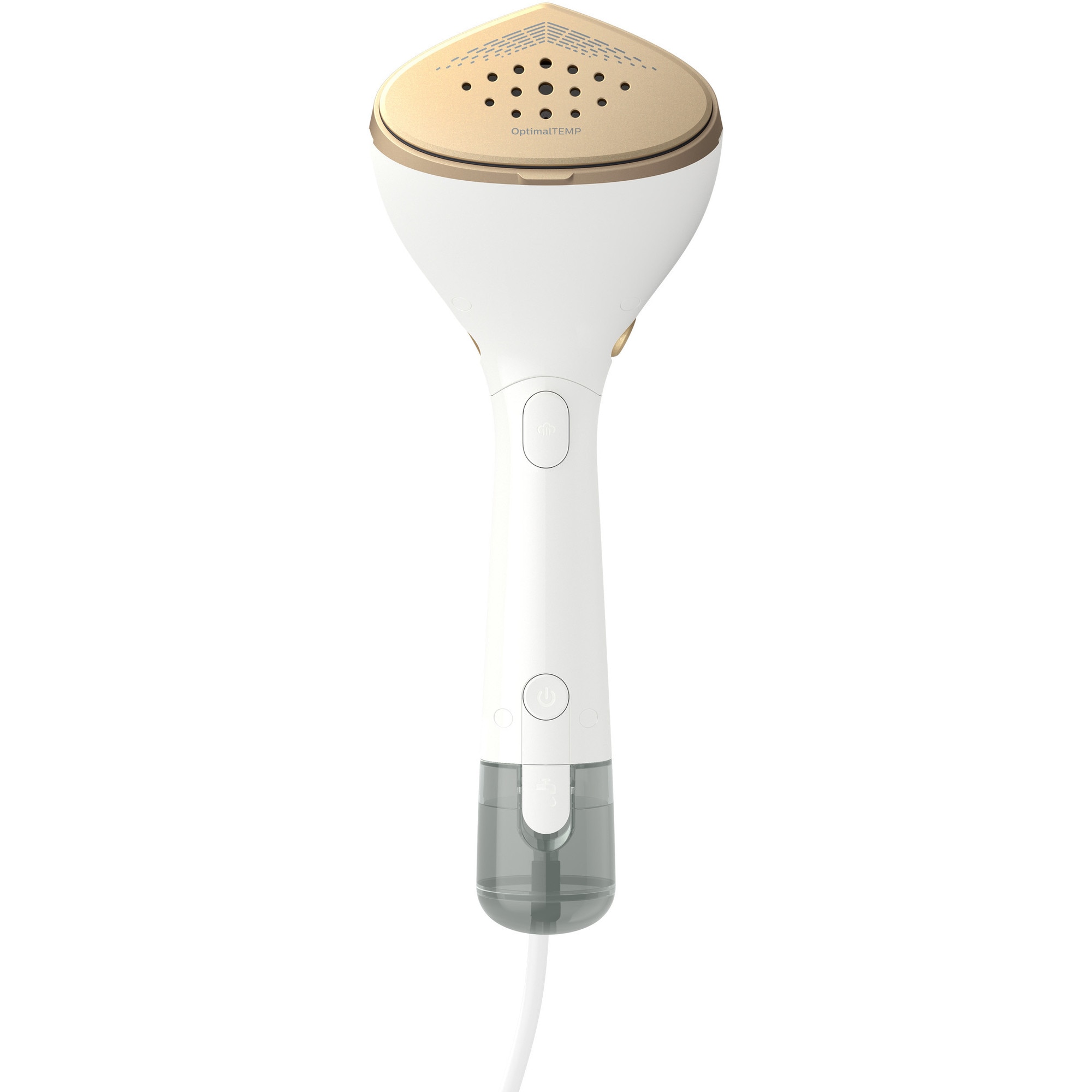 Aparat de calcat vertical portabil Philips seria 7000 STH7030/10, 1500W, debit de abur 28 g/min, Rezervoare de apa detasabile de 100 ml si 200ml, Talpa OptimalTEMP, 30sec. Incalzire, Cap reglabil, 2 nivele de abur, Greutate 870 g, manusa