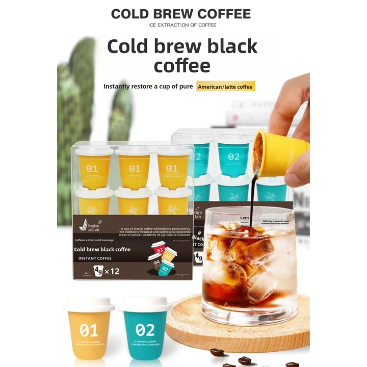 Kávé, JINGLAN, Americano, fekete kávé koncentrátum, kapszula, 4g x 12