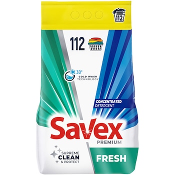 Detergent pudra Savex Premium Fresh, 9kg, 112 de spalari