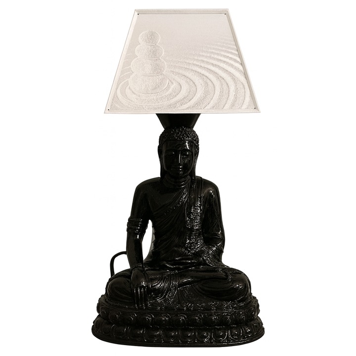 Lampa de Masa Buddha Zen 3D Print, Abajur Valuri, Bec LED E14