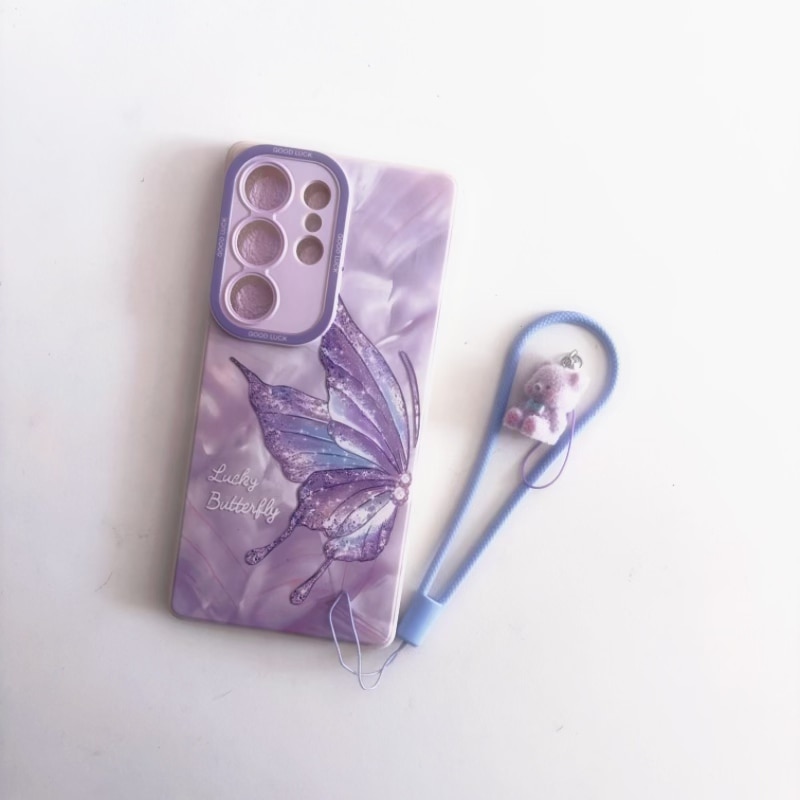 Husa de Protectie, cu 2 curele de gat pentru telefon incluse gratuit, Compatibila Samsung Galaxy S25 Ultra, Violet