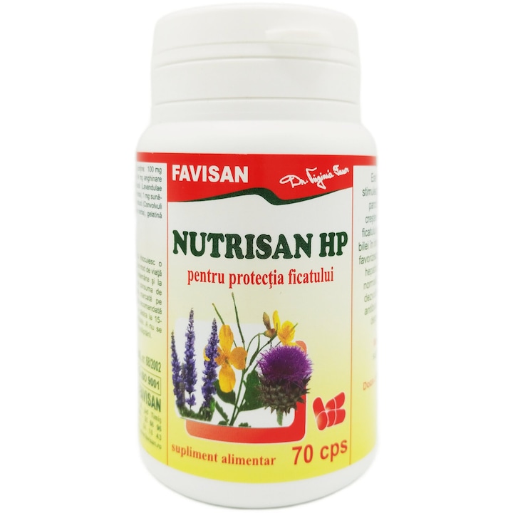 Nutrisan HP formula din 7plante "Hepatoprotector natural, Detoxifiant, Digestiv, reteta Dr. Virginia Faur, 70cps, Laboratoarele Favisan
