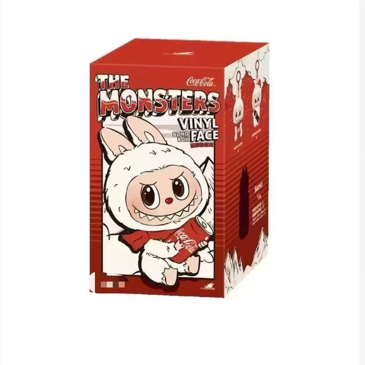 LaBubu figura Coca-Cola dobozban, plüss, puha és bolyhos, barna, 25 cm