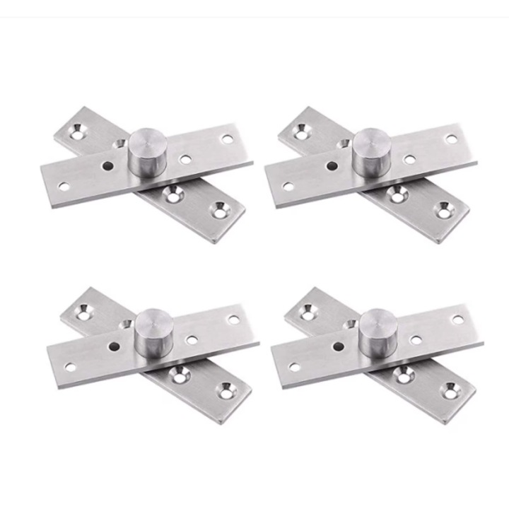 4 darabos rozsdamentes acél forgó zsanérkészlet, 360 fokos, 75x17mm, Rejtett Inox Ajtó