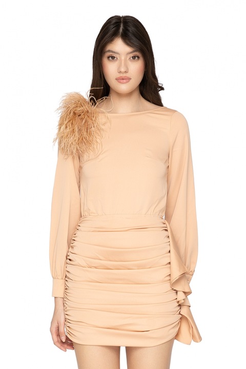 Къса нюд рокля с пера, Rn 2657n