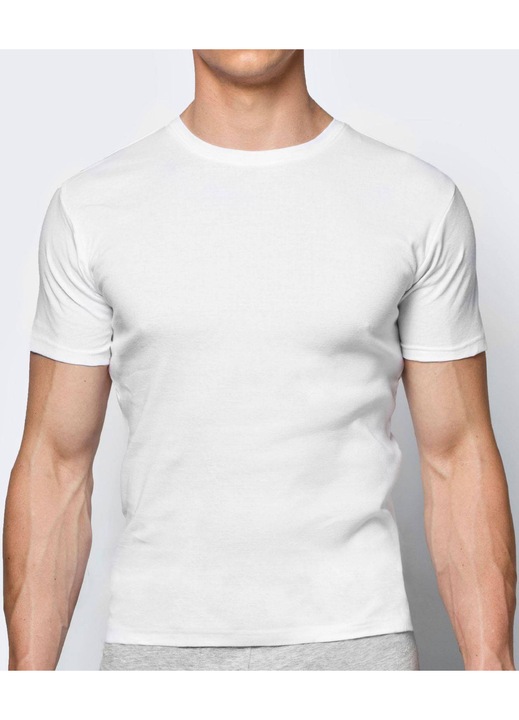 Tricou Atlantic, bumbac alb, Alb