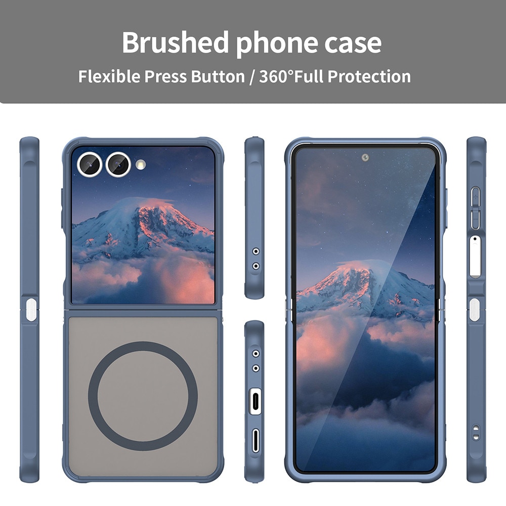 Husa Matte MagSafe pentru Samsung Galaxy Z Flip7, protectie completa, contur albastru