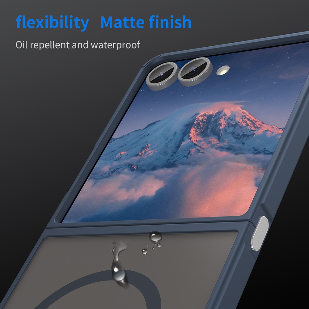 Husa Matte MagSafe pentru Samsung Galaxy Z Flip7, protectie completa, contur albastru