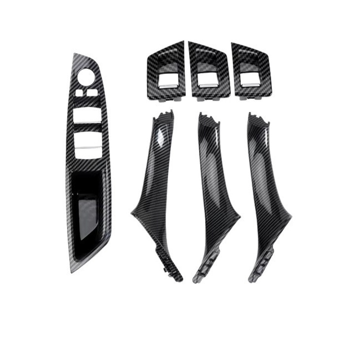 Set manere usi interioare, BMW Seria 5 F10 F11 2010-2016, Carbon, cu buton oglinzi retractabile