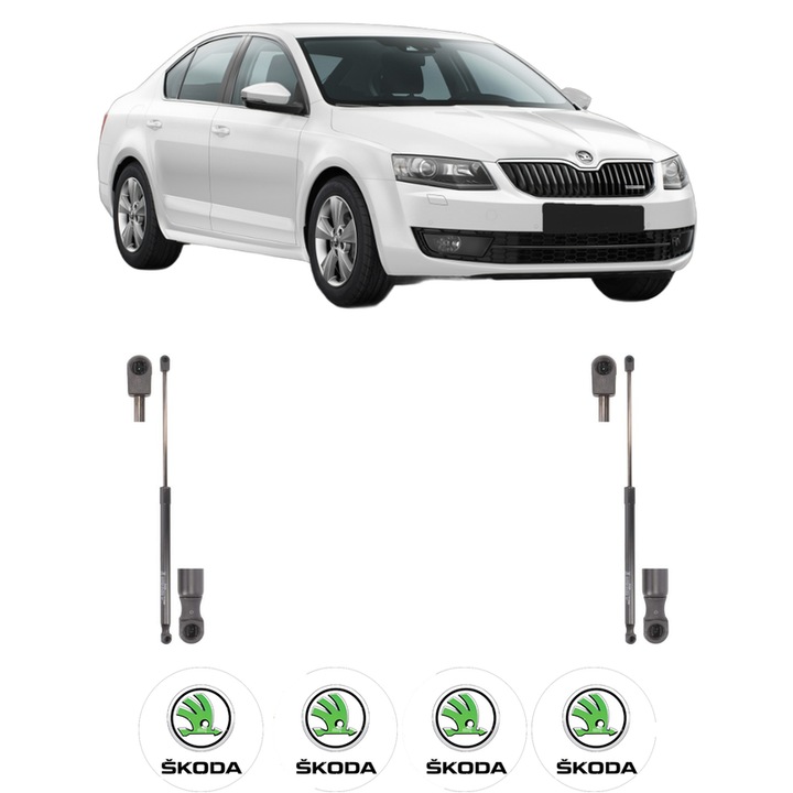 Csomagtérajtó teleszkóp készlet SKODA OCTAVIA III (5E3, NL3, NR3) 2012-2020, 2 darab, KROSNO, 4 SKODA autós matrica