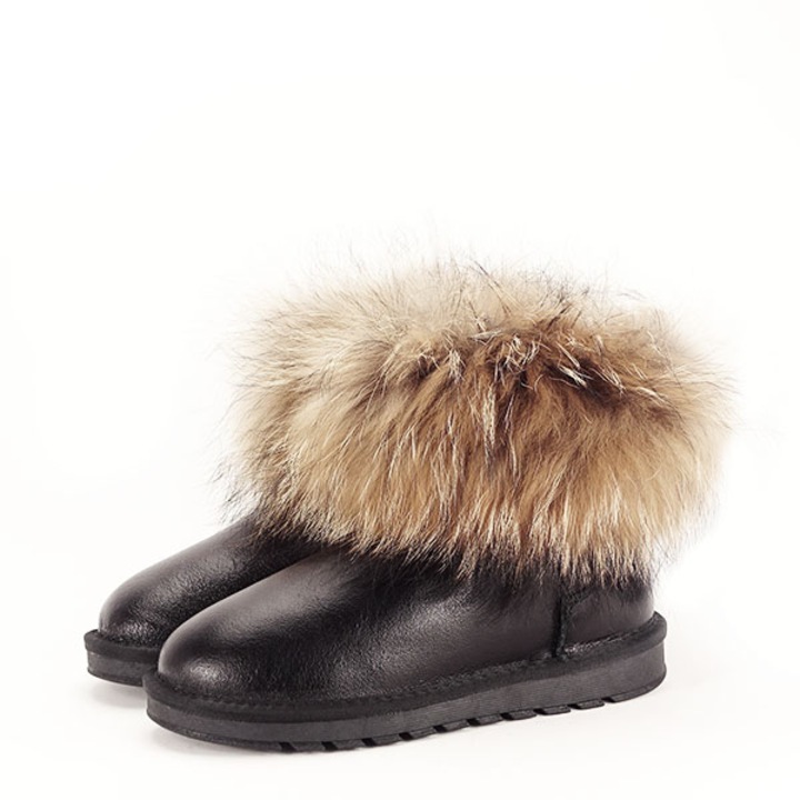 Боти от естествена кожа черни Gina 19 9167, Черен