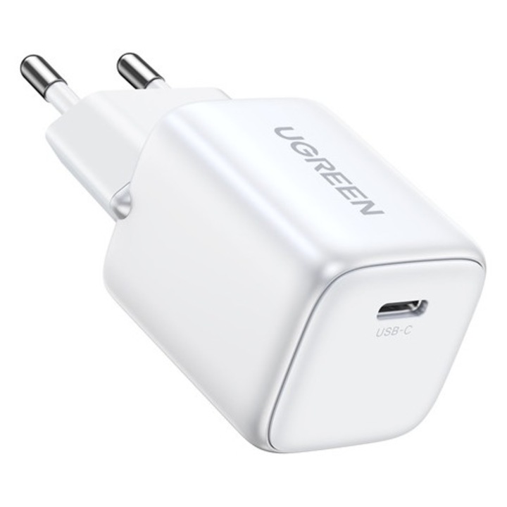 Ugreen hálózati töltő type-c aljzat, 30w, gan, pd gyorstöltő 4.0, fehér