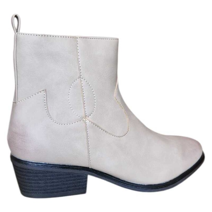 Botine femei Fashion tip ciocata chic si confortabile cusaturi decorative si inchidere cu fermoar cu agatatori in spate S1