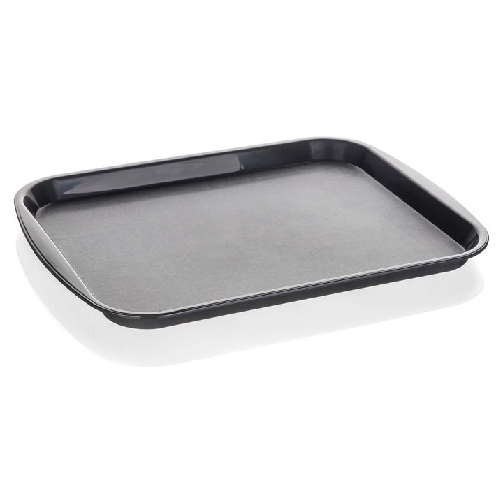 Tava de servire Vetro Plus, plastic, negru, 43x31cm