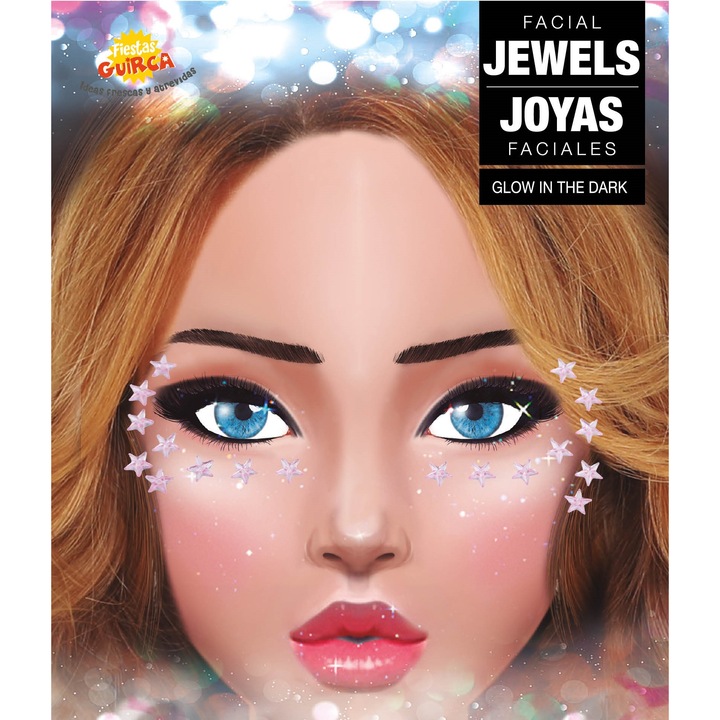 Set de accesorii machiaj, Guirca, cristale pentru fata in forma de stele